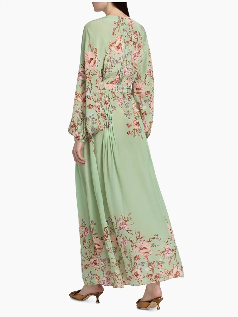 NWT Hemant and Nandita Ezra floral pin-tuck Maxi Dress Sz M - Picture 7 of 7